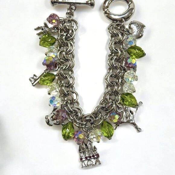 Her Royal Highness PRINCESS Charm Bracelet – Silver Tone, Crystal Beads, Toggle - Picture 10 of 11